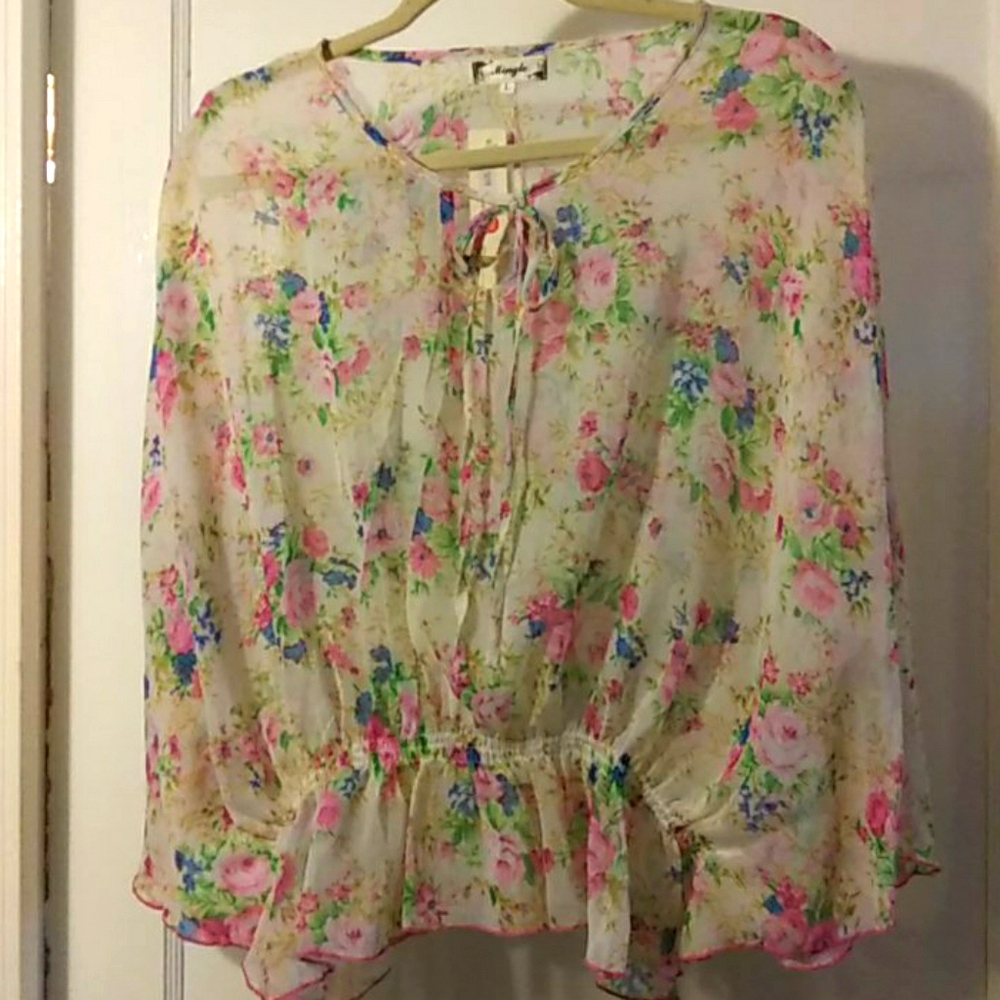 Mingle floral Flow sleeve sheer top